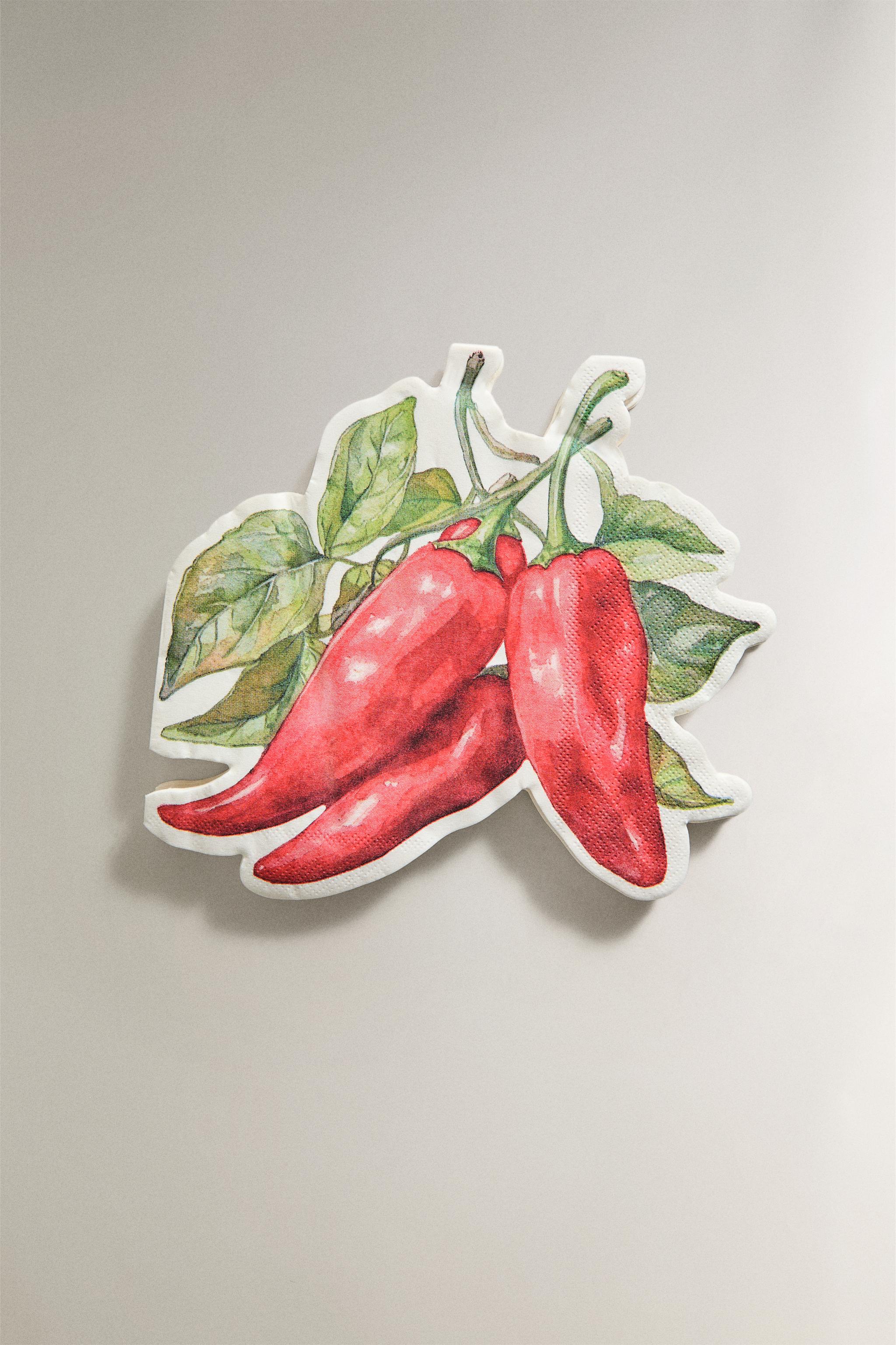 LOT DE 20 SERVIETTES DE TABLE EN PAPIER PIMENTS